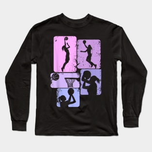 Basketball Girl Women Girls Kids Long Sleeve T-Shirt